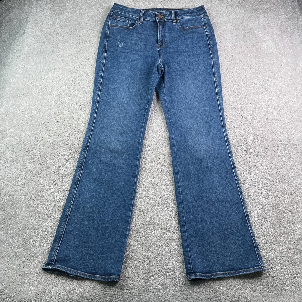 Chicos Jeans Womens 10 Blue Define Me‎ Flare High Rise Stretch Denim Casual